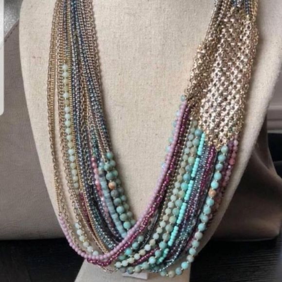 Stella & Dot Mae Statement Necklace – Multicolor Mixed Metal Beaded Layers - Picture 12 of 12